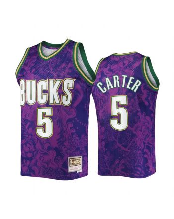 Jevon Carter 5 Lunar New Year 2022 Milwaukee Bucks Purple Jersey Mitchell Ness