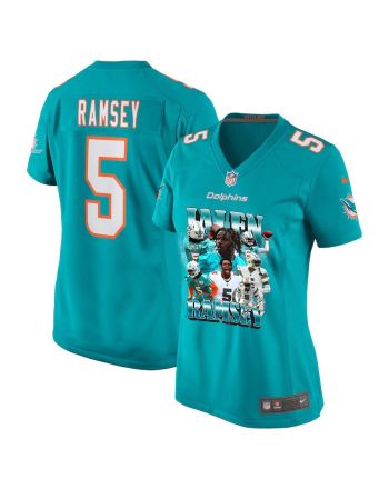 Jalen Ramsey 5 Signed Miami Dolphins Game Women Jersey - Aqua V2