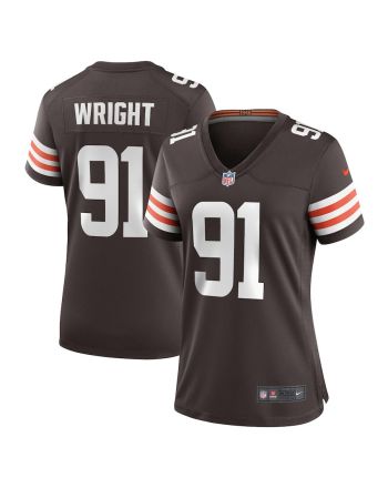 Alex Wright 91 Cleveland Browns Women Team Game Jersey - Brown