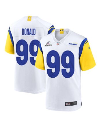 Aaron Donald 99 Los Angeles Rams 2023 Playoffs Patch Game Men Jersey - White