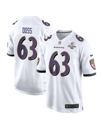 TyKeem Doss 63 Baltimore Ravens 2023 Playoffs Patch Game Men Jersey - White