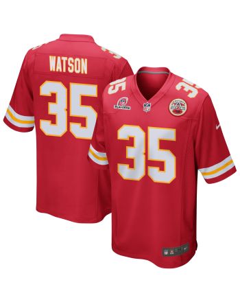 Jaylen Watson 35 Kansas City Chiefs 2023 Playoffs Patch Game Men Jersey - Red