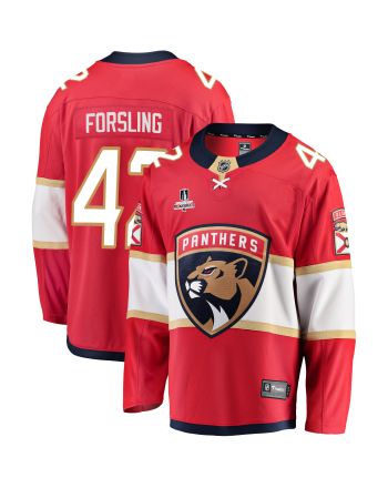 Florida Panthers Gustav Forsling 42 Home 2023 Stanley Cup Playoffs Breakaway Men Jersey - Red