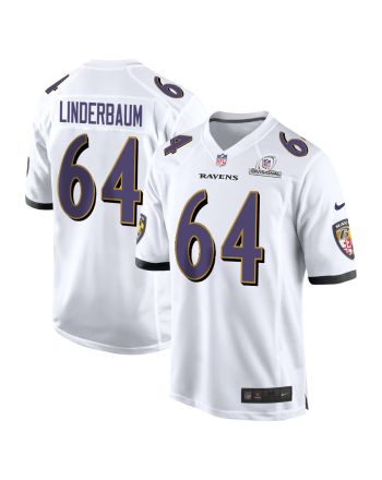 Tyler Linderbaum 64 Baltimore Ravens 2024 Divisional Patch Game Men Jersey - White