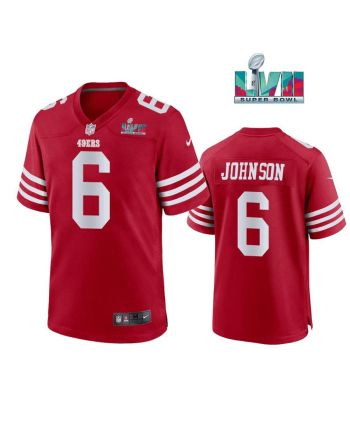 Marcus Johnson 6 San Francisco 49Ers Super Bowl LVII Men Game Jersey- Scarlet