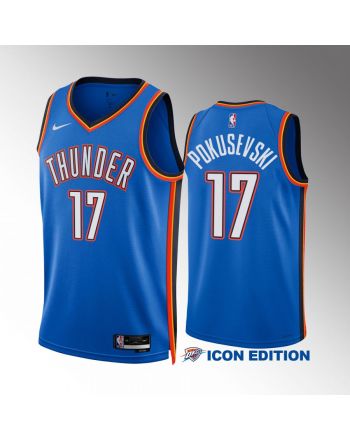 Oklahoma City Thunder Aleksej Pokusevski 2022-23 Icon Edition Blue 17 Men Jersey Swingman