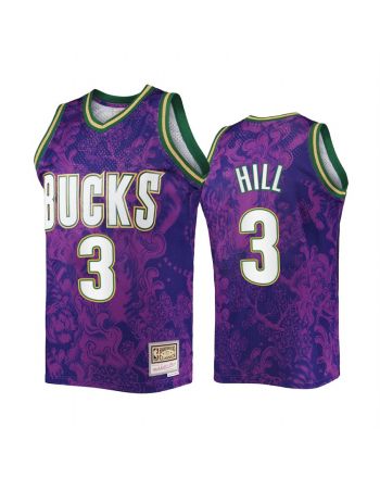 George Hill 3 Lunar New Year 2022 Milwaukee Bucks Purple Jersey Mitchell Ness