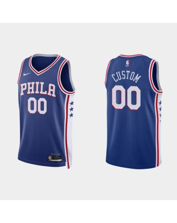 Philadelphia 76ers 00 Custom 2022-23 Icon Edition Royal Men Jersey