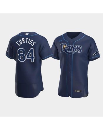 Men's Tampa Bay Rays 84 John Curtiss Navy Alternate Jersey Jersey