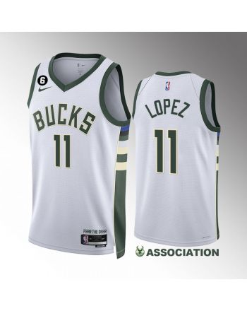 Milwaukee Bucks Brook Lopez 11 White Association Edition Jersey 2022-23 Swingman