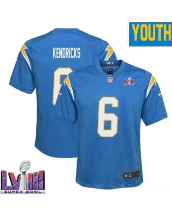 Eric Kendricks 6 Los Angeles Chargers Super Bowl LVIII YOUTH Home Game Jersey - Powder Blue