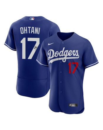 Shohei Ohtani 17 Signed Los Angeles Dodgers Alternate ELITE Jersey - Men Royal Jersey