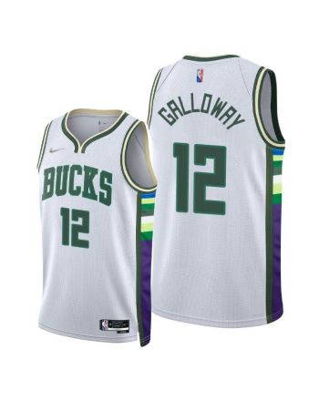 Langston Galloway 12 Milwaukee Bucks 2022 City Edition White Jersey 75th Diamond - Men Jersey