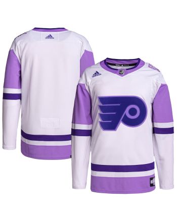 Philadelphia Flyers Hockey Fights Cancer Primegreen Men Jersey - White/Purple