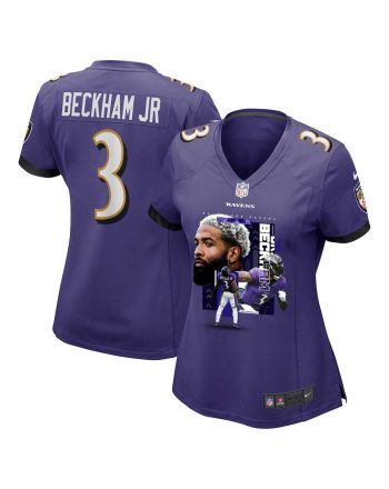 Odell Beckham Jr. 3 Baltimore Ravens OBJ Women Game Jersey - Purple