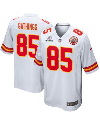 Izaiah Gathings 85 Kansas City Chiefs 2023 Playoffs Patch Game Men Jersey - White