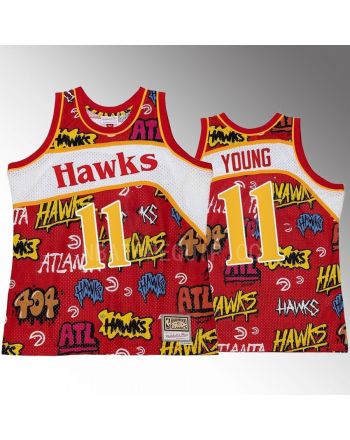 Atlanta Hawks Trae Young 11 Slap Sticker Red Retro Swingman Jersey