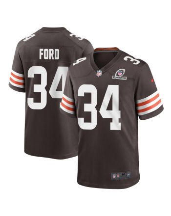 Jerome Ford 34 Cleveland Browns 2023 Playoffs Patch Game Men Jersey - Brown