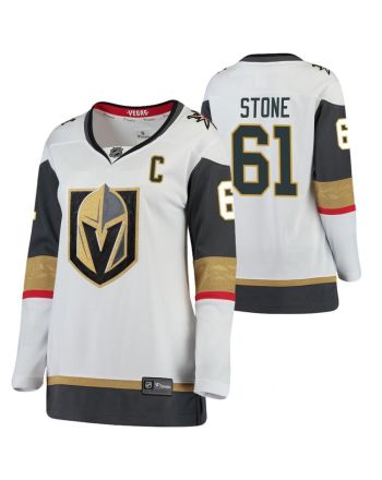 Women Vegas Golden Knights Mark Stone 61 Away White 2021 Captain Jersey Jersey