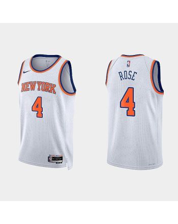 New York Knicks Derrick Rose 4 2022-23 Association Edition White Men Jersey Swingman