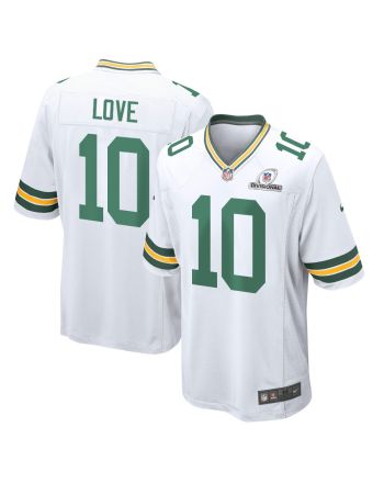 Jordan Love 10 Green Bay Packers 2024 Divisional Patch Game Men Jersey - White