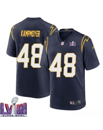 Hunter Kampmoyer 48 Los Angeles Chargers Super Bowl LVIII Men Alternate Game Jersey - Navy