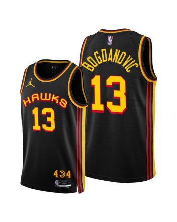 Atlanta Hawks 13 Bogdan Bogdanovic 2022-23 Statement Edition Jersey Black - Men Jersey