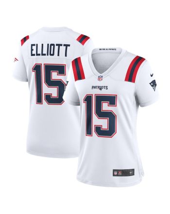 Ezekiel Elliott 15 New England Patriots Women Game Jersey - White