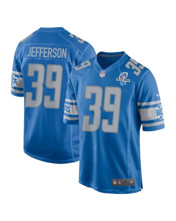 Jermar Jefferson 39 Detroit Lions 2023 Playoffs Patch Game Men Jersey - Blue