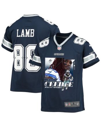 CeeDee Lamb 88 Dallas Cowboys Signed Glass Home Game YOUTH Jersey - Navy