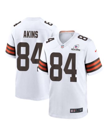 Jordan Akins 84 Cleveland Browns 2023 Playoffs Patch Game Men Jersey - White