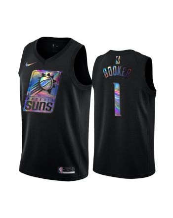 Phoenix Suns Devin Booker 1 Jersey Iridescent Holographic Black Limited Edition