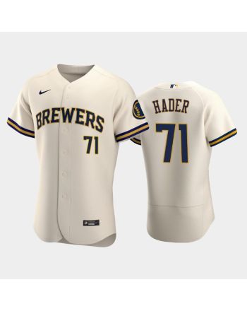 Milwaukee Brewers 71 Josh Hader Home Team Cream Jersey Jersey