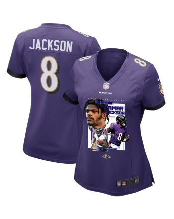 Lamar Jackson 8 Baltimore Ravens Cobra Jackson Women Game Jersey - Purple