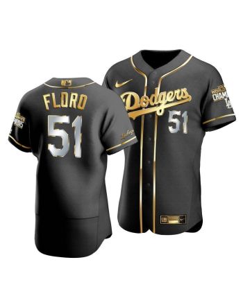 Men's Los Angeles Dodgers Dylan Floro 51 2020 World Series Champions Golden Jersey Black