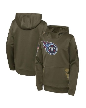 Tennessee Titans Youth 2022 Salute To Service Performance Pullover Hoodie - Olive