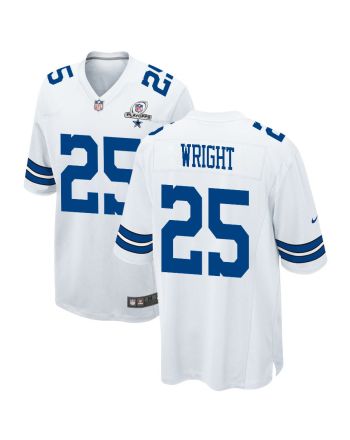 Nahshon Wright 25 Dallas Cowboys 2023 Playoffs Patch Game Men Jersey - White