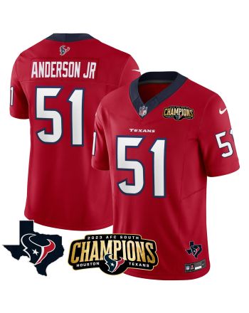 Will Anderson Jr. 51 Houston Texans 2023 AFC South Champions Patch Game Men Jersey - Red