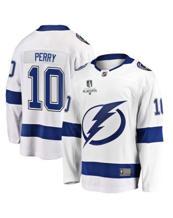 Corey Perry 10 Tampa Bay Lightning Stanley Cup 2023 Playoffs Patch Away Breakaway Men Jersey - White