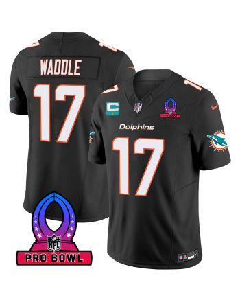 Jaylen Waddle 17 Miami Dolphins 2024 Pro Bowl Patch Game Men Jersey - Black