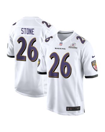 Geno Stone 26 Baltimore Ravens 2024 Divisional Patch Game Men Jersey - White