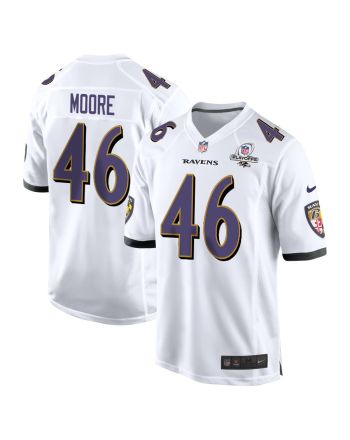 Nick Moore 46 Baltimore Ravens 2023 Playoffs Patch Game Men Jersey - White