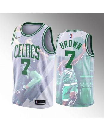 Jaylen Brown 7 Slam Dunk Boston Celtics Special Photo Printing White Men Jersey