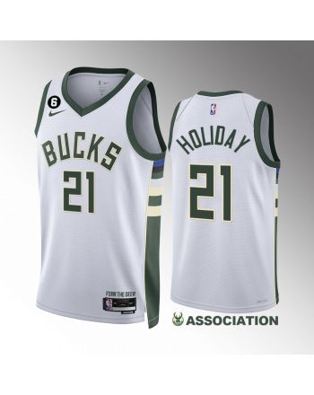 Milwaukee Bucks Jrue Holiday 21 White Association Edition Jersey 2022-23 Swingman