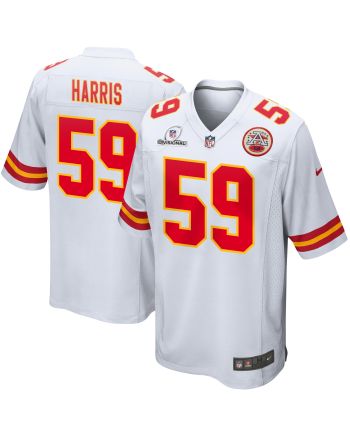 Darius Harris 59 Kansas City Chiefs 2024 Divisional Patch Game Men Jersey - White