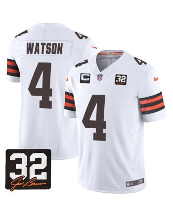 Deshaun Watson 4 Cleveland Browns Jim Brown Memorial Patch Game Men Jersey - White