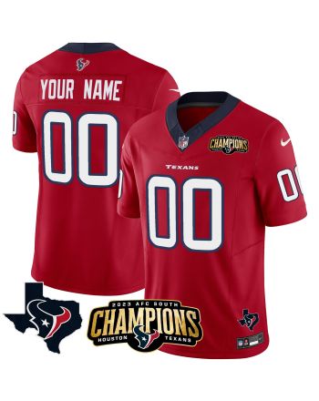 Houston Texans 2023 AFC South Champions Patch Game Custom Men Jersey - Red