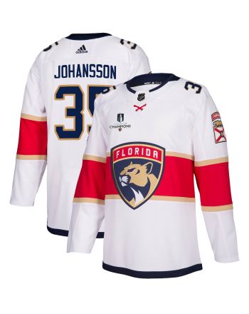 Florida Panthers Jonas Johansson 35 Away 2023 Stanley Cup Champions Breakaway Men Jersey - White