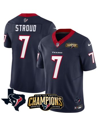 C.J. Stroud 7 Houston Texans 2023 AFC South Champions Patch Game Men Jersey - Navy