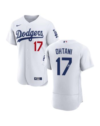 Shohei Ohtani 17 Signed Los Angeles Dodgers Home ELITE Jersey - Men White Jersey